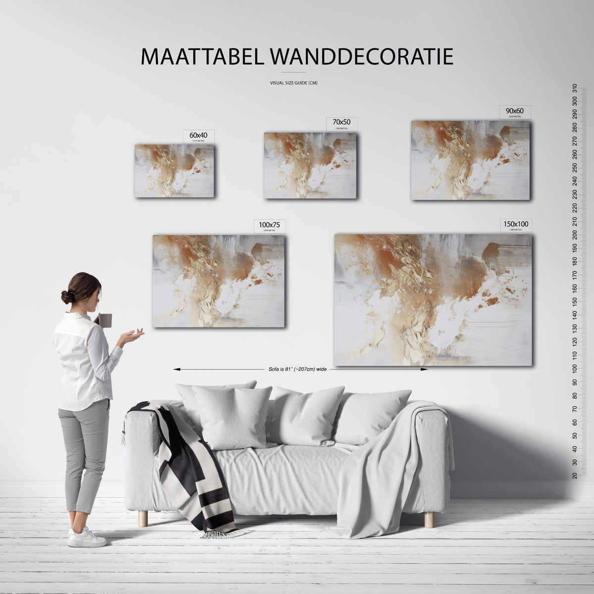 Dynamische kleurvlakken – moderne liggende wandkunst
