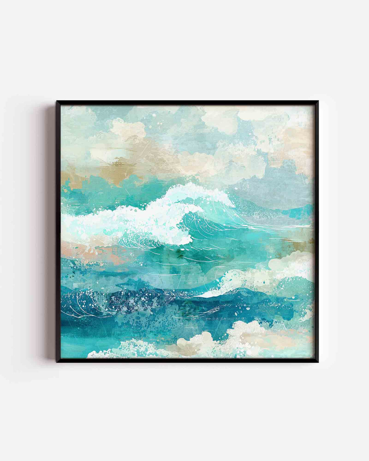 Golven en schuim – abstracte vierkante poster als wanddecoratie