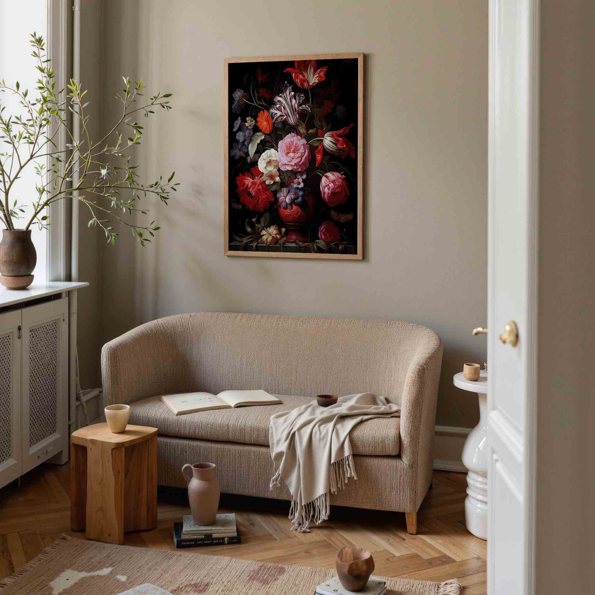 Bloemen in vaas – botanische poster in staand formaat
