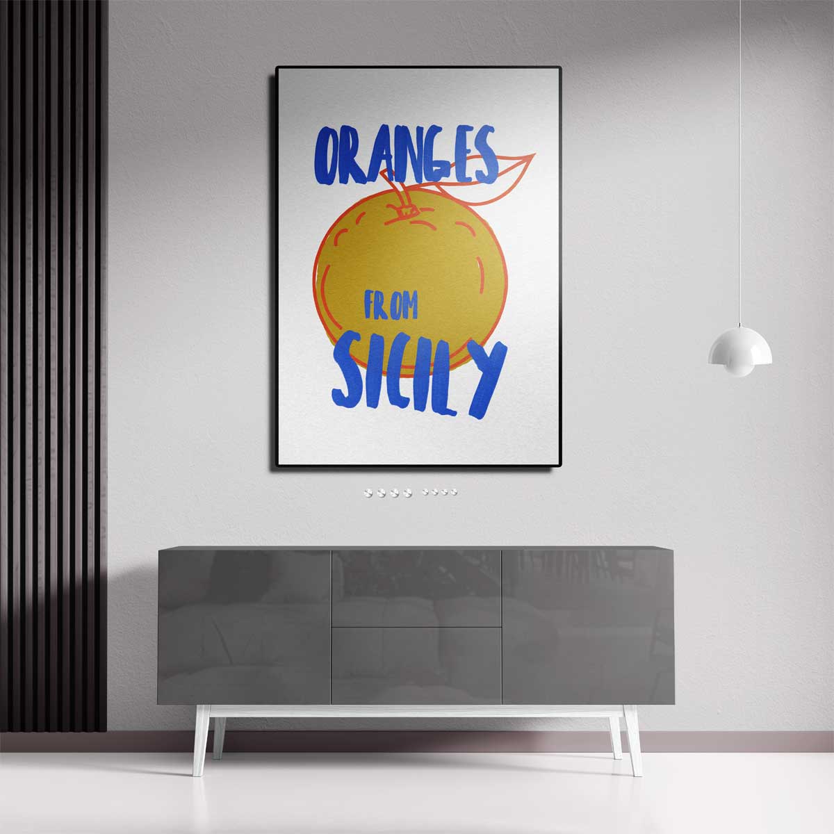 Siciliaanse Sinaasappelkunst – staande wandkunst voor woonkamer of interieur