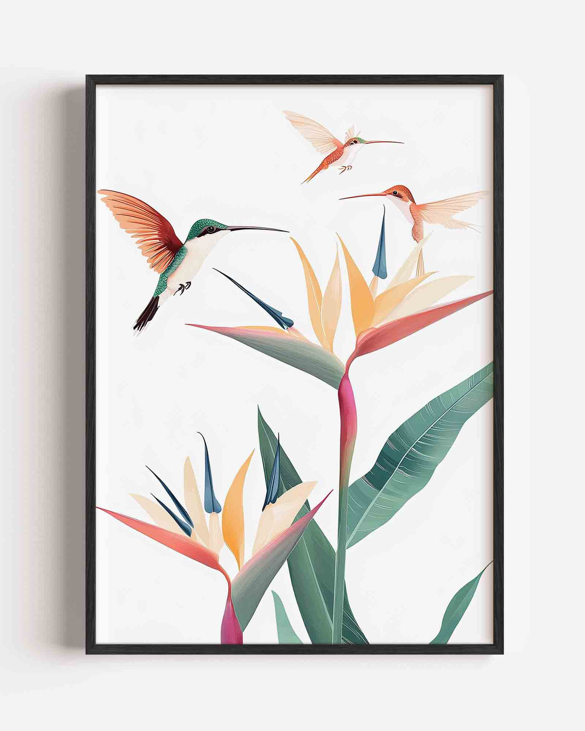 Kolibries en bloemen – jungle portret poster als wanddecoratie