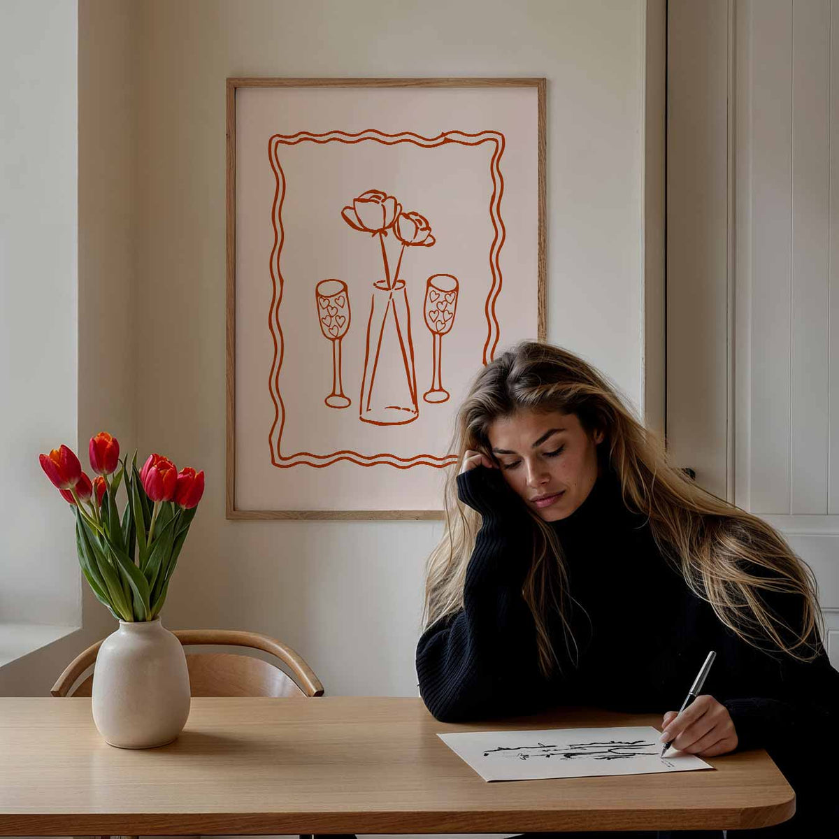 Romantische Bloemen en Hartjes – keuken portret poster, afbeelding 7