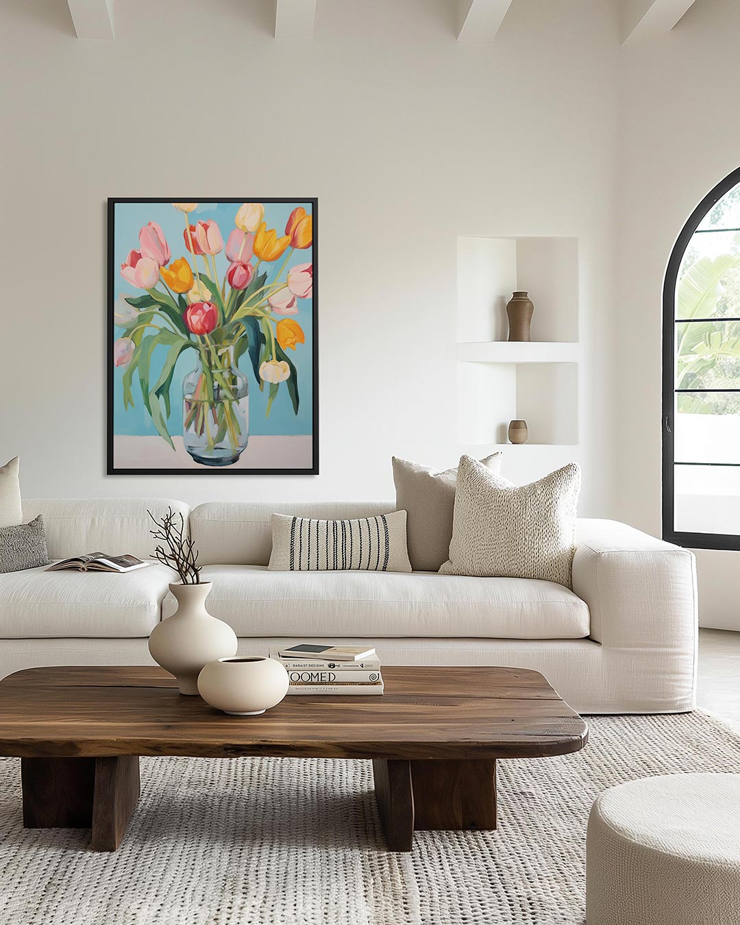 Bloemen in vaas – moderne staande wandkunst