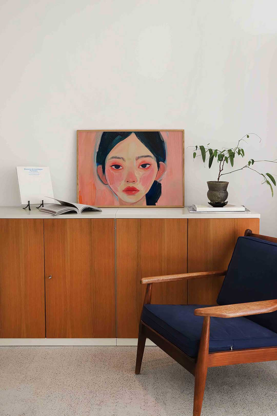 Portret met roze tinten – moderne landscape wanddecoratie van WallArtistic