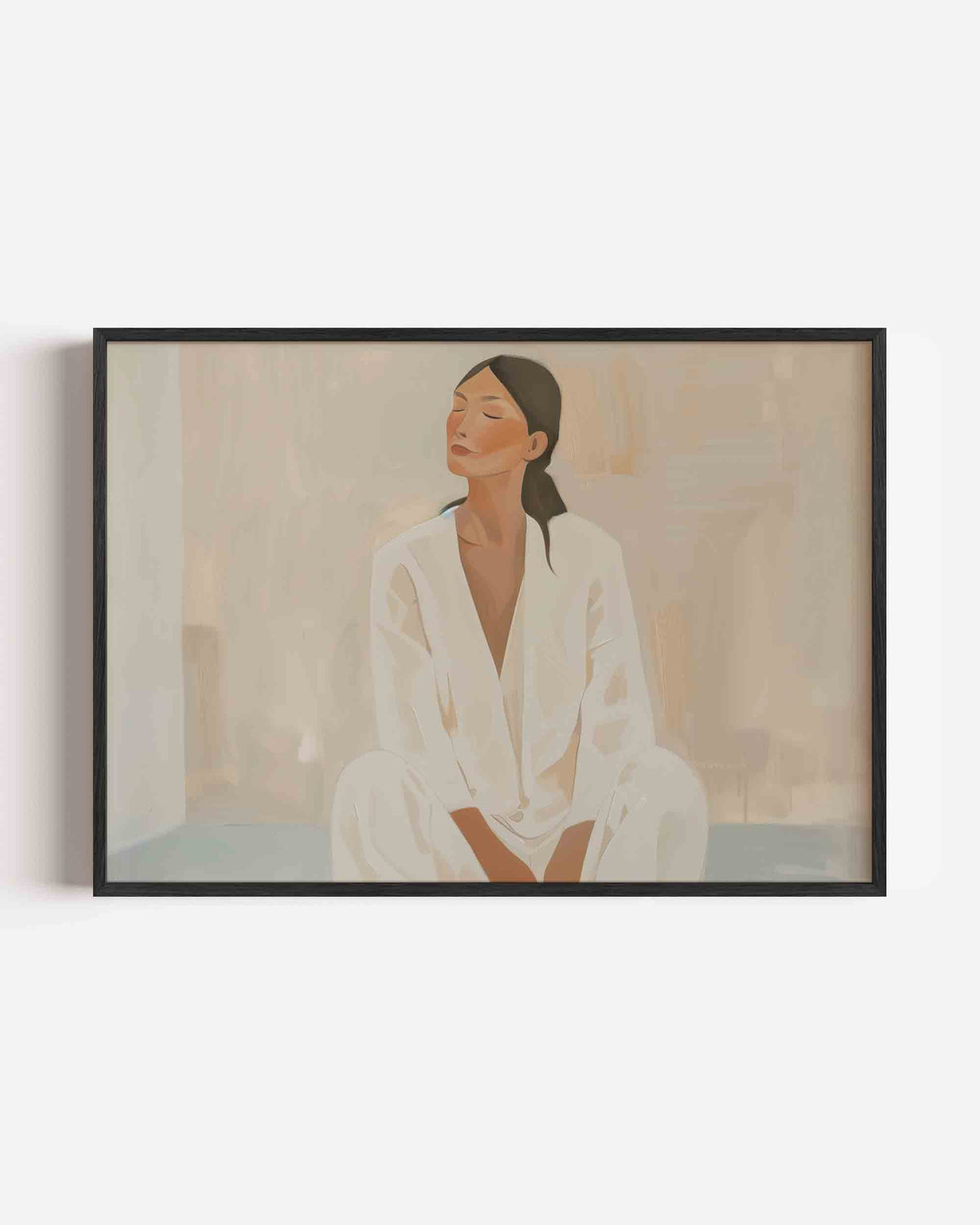 Vrouw in witte kleding – hedendaagse illustratie poster in landscape formaat