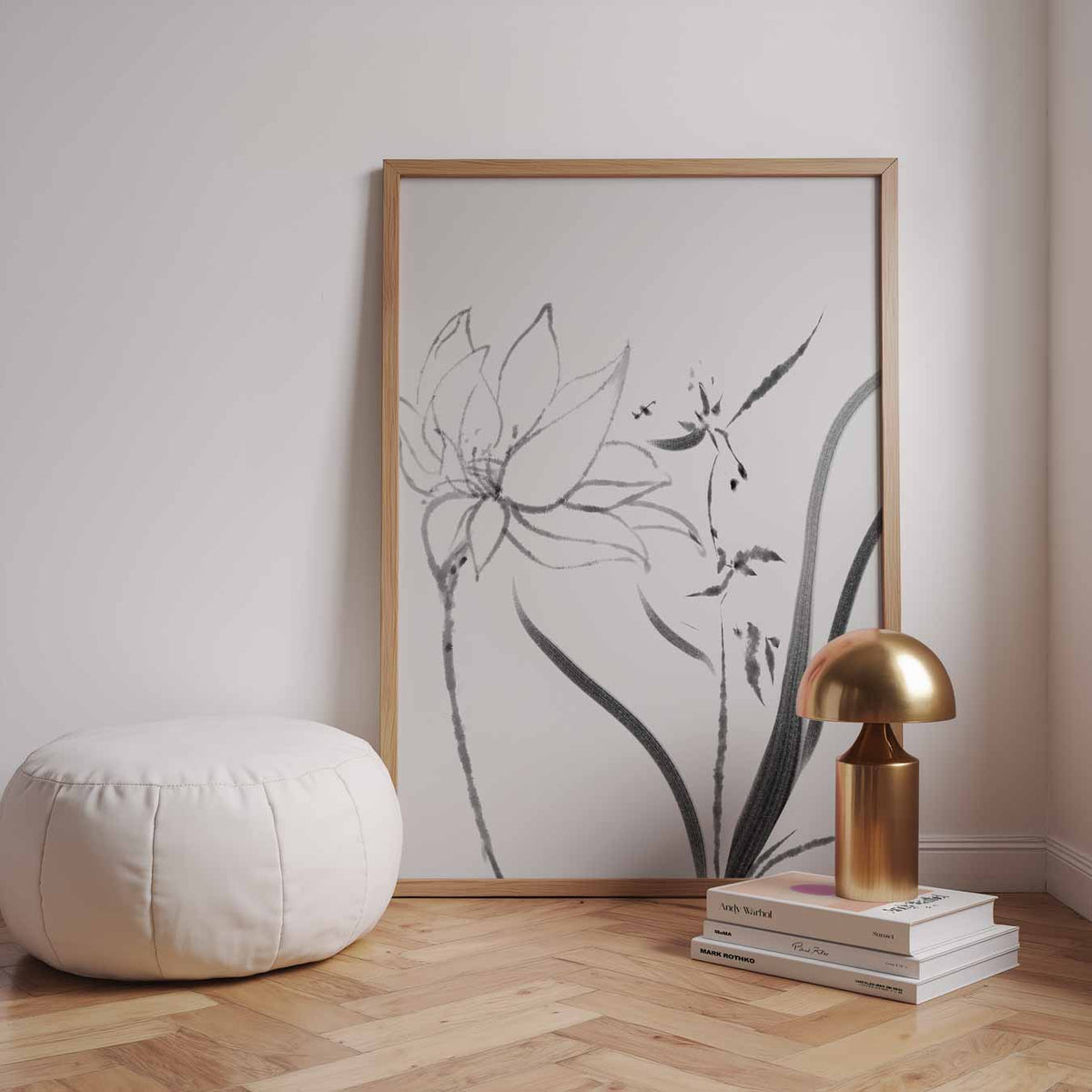 Elegante Zwart-wit Bloemenprint – zomerse wandkunst als portret poster