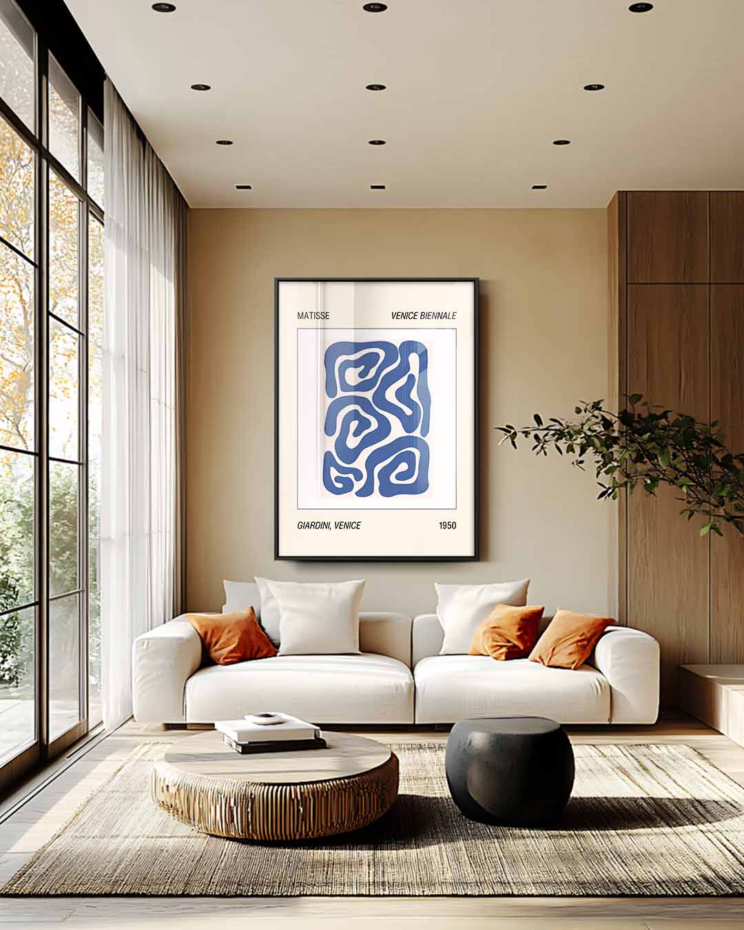 Abstracte Blauwe Patronen – canvas wanddecoratie in portret formaat