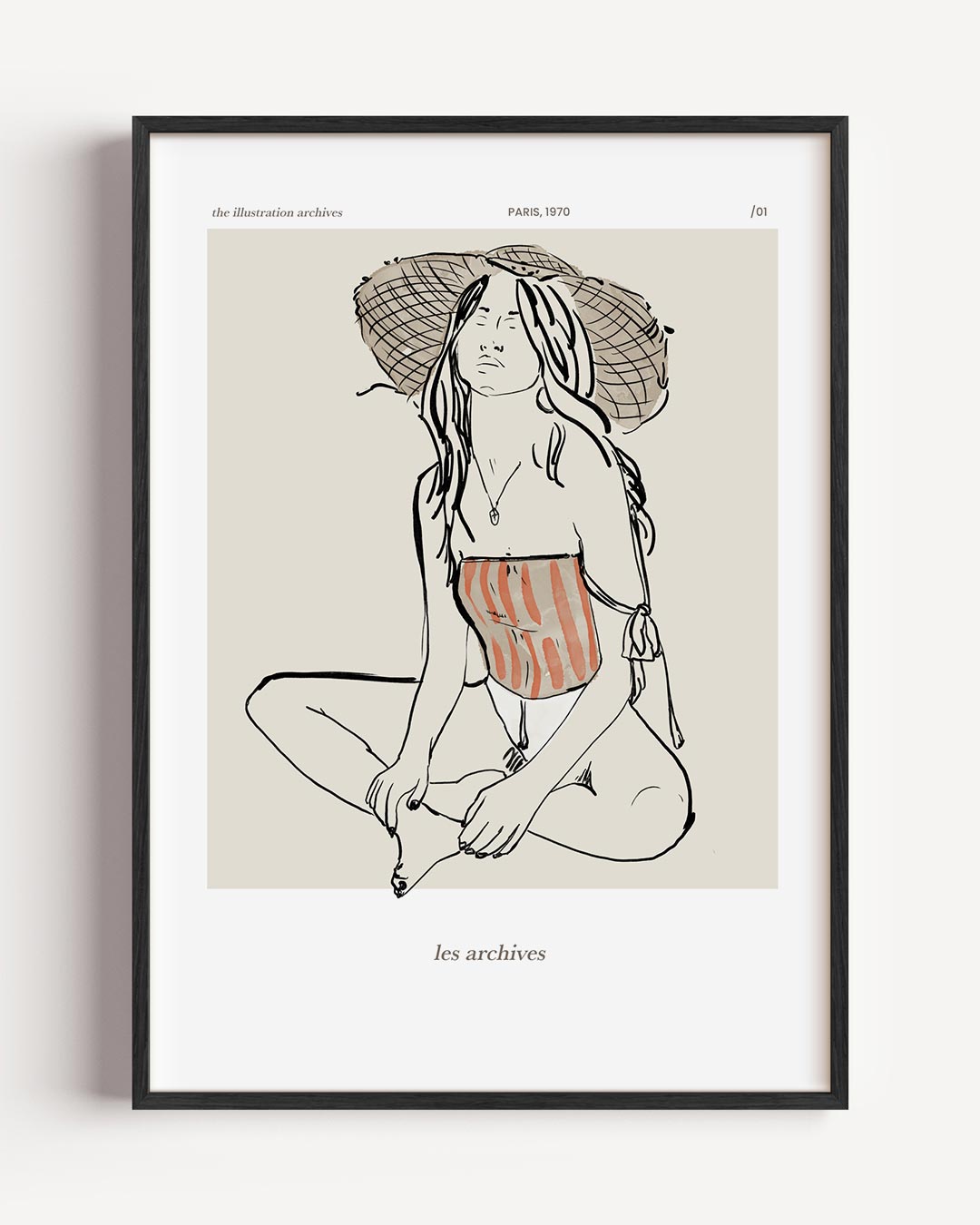 Vintage Parijse Illustratie – vrouwelijk portret poster als wanddecoratie