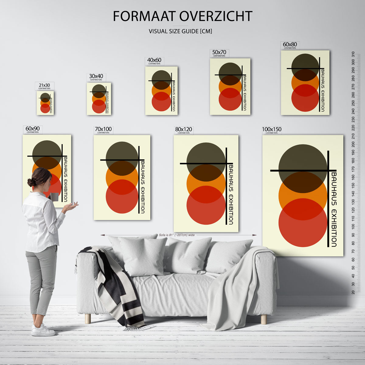 Cirkel en lijnenspel – geometrische poster in Bauhaus-stijl van WallArtistic
