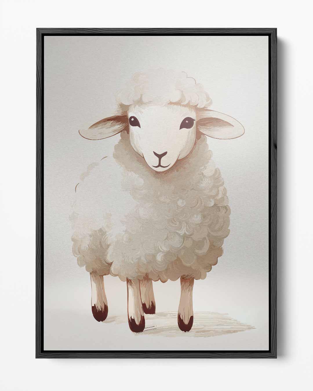 Schattig Wollen Schaapje – portret kunstwerk als wanddecoratie