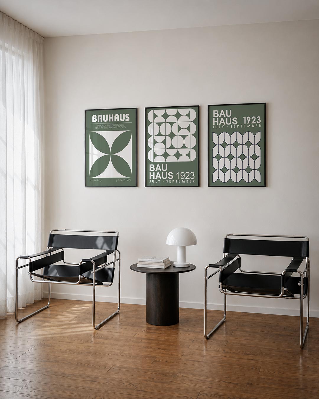 Vorm en balans posterset – tweede productweergave – deze posterset in drie delen toont een harmonie van symmetrische vormen