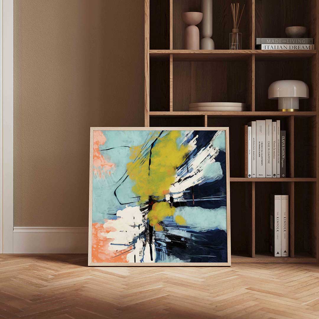 Abstracte kleurenexplosie – vierkante wanddecoratie met kleur en vorm van WallArtistic