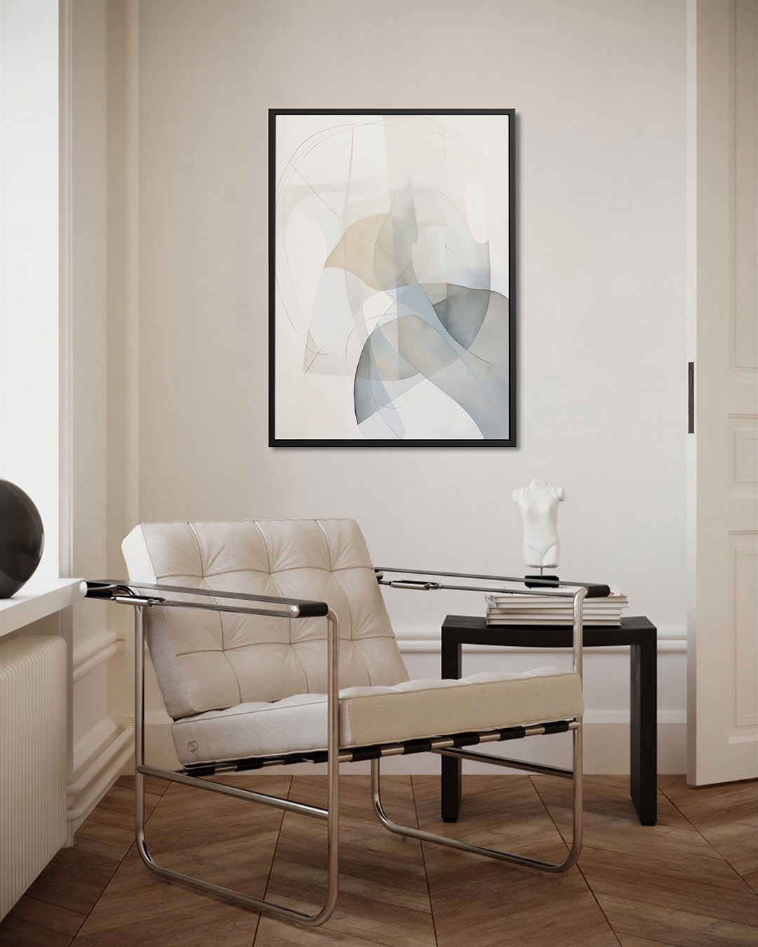 Vloeiende lijnen compositie – staand wanddecoratie kunstwerk
