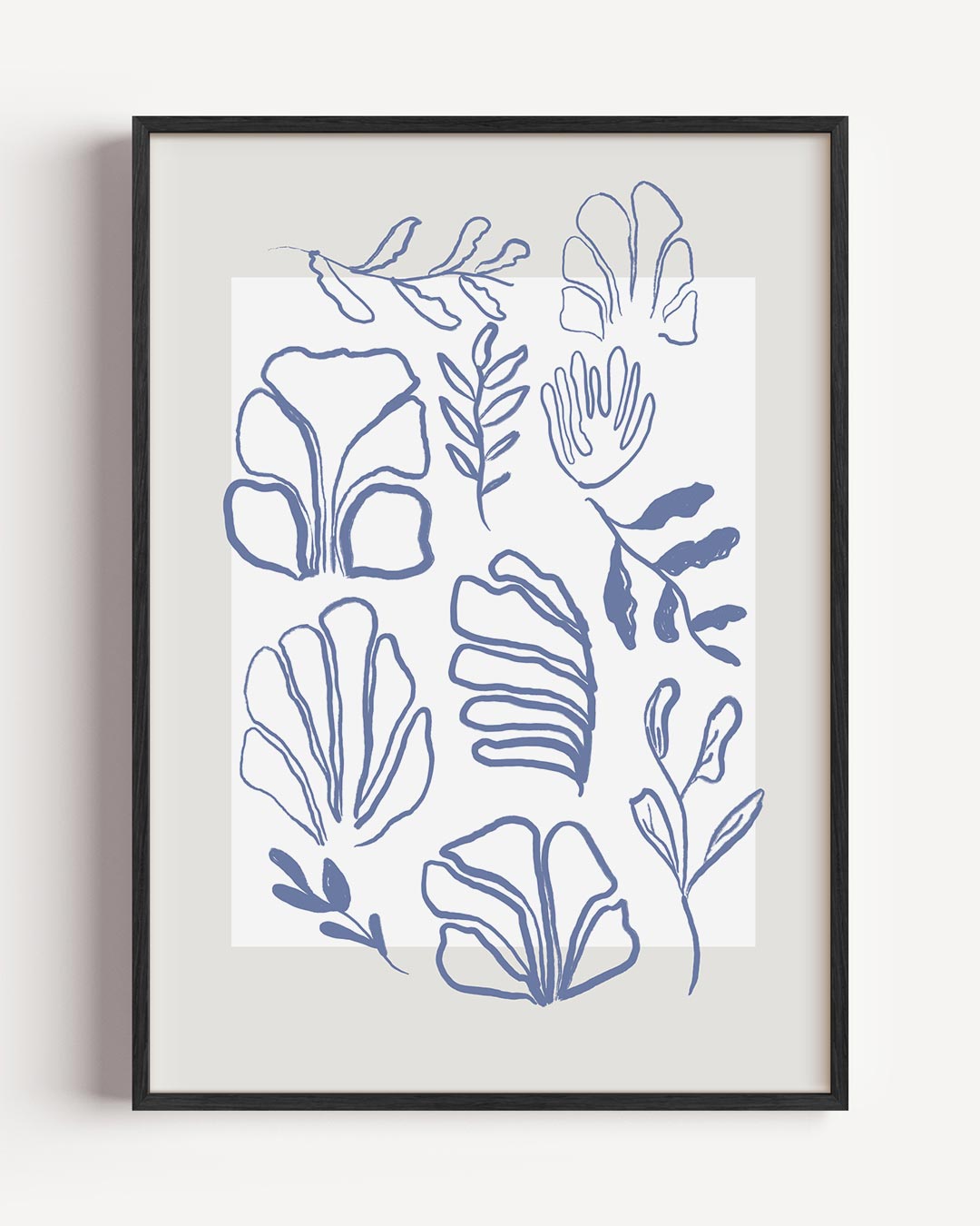 Botanische Blauwe Kunstposter – bloemen portret poster als wanddecoratie