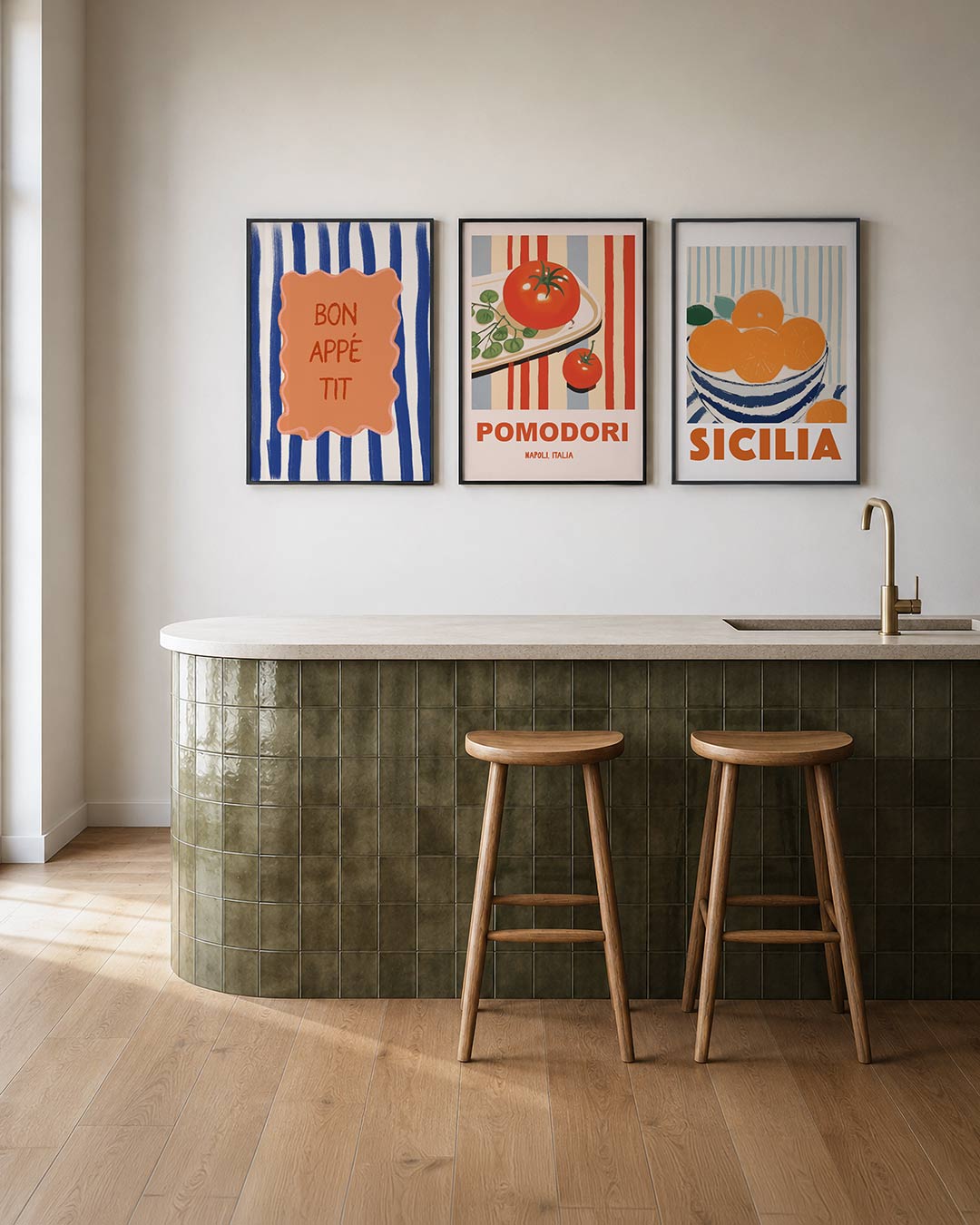 Kleurrijke lijnen posterset – tweede productweergave – deze posterset in drie delen toont een speelse mix van