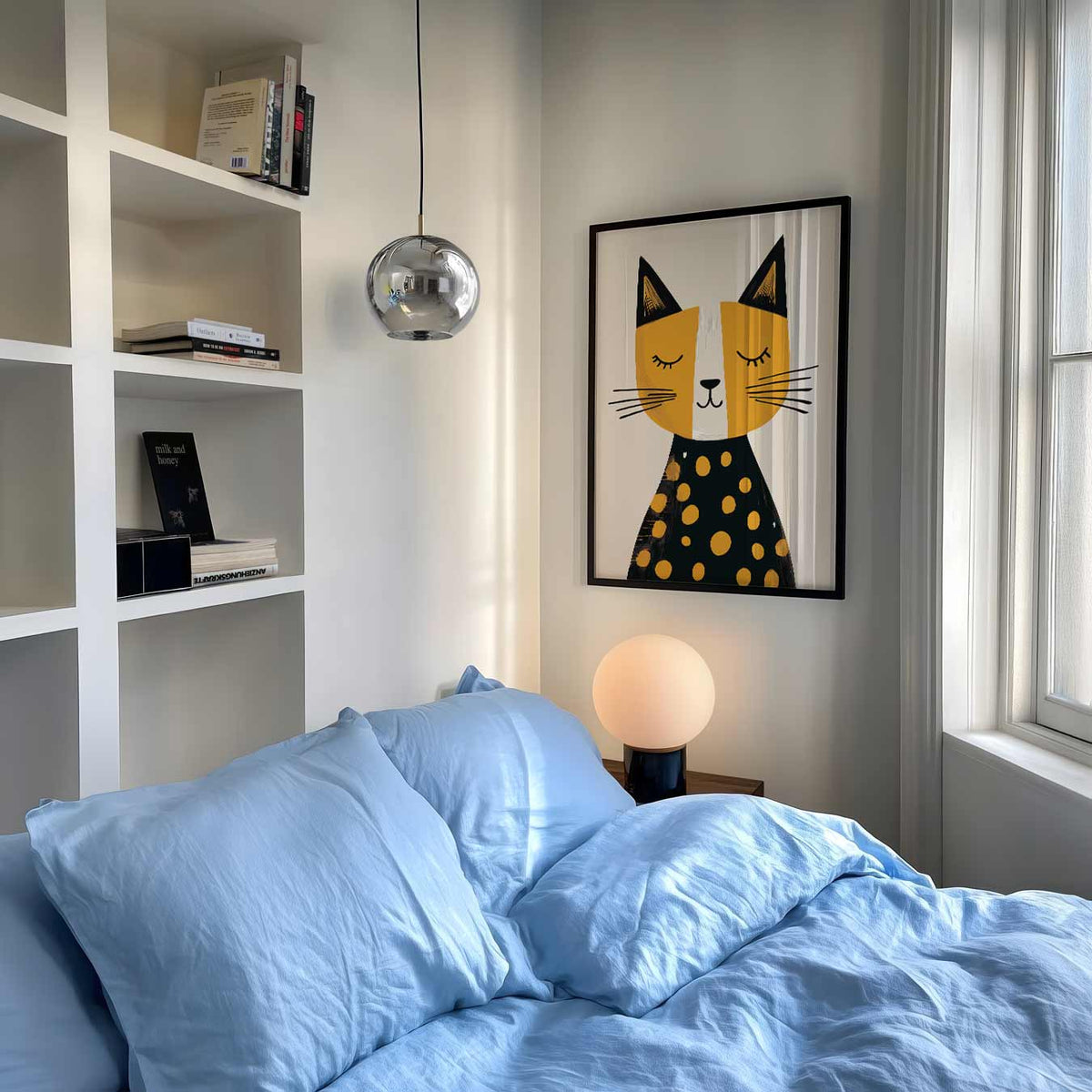 Dromerige Kattenkunst – speelse wandkunst als portret kinderposter