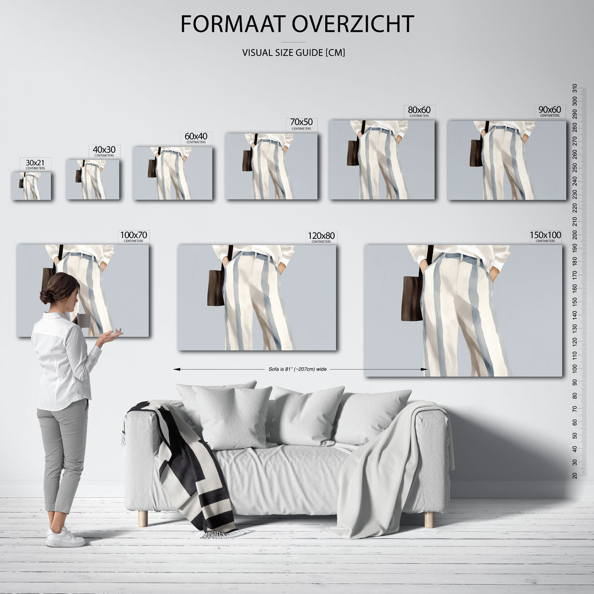 Gestreepte broek – landscape muurposter met eigentijdse illustratie