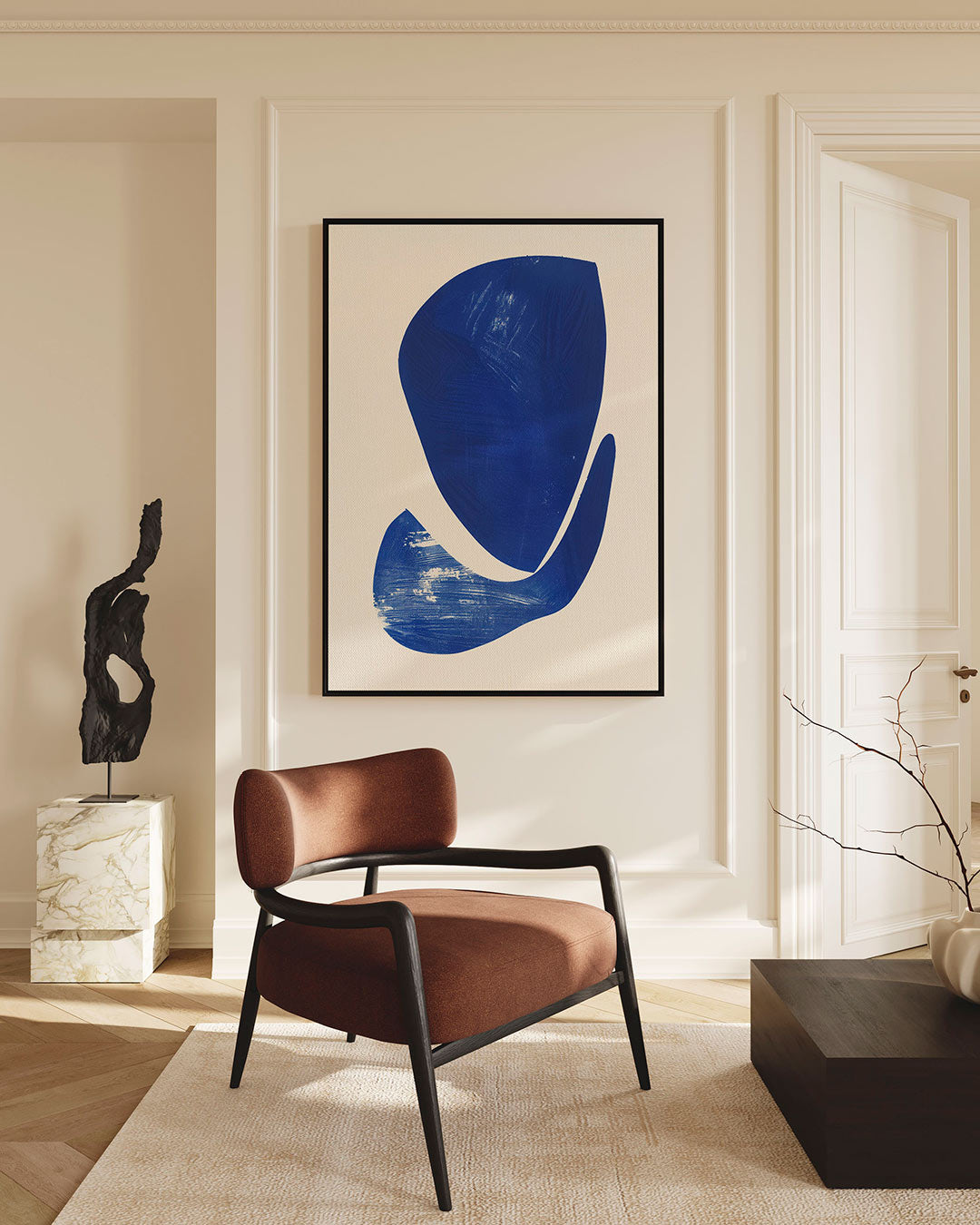 Organische blauwe vormen – Blauwe – staande wanddecoratie