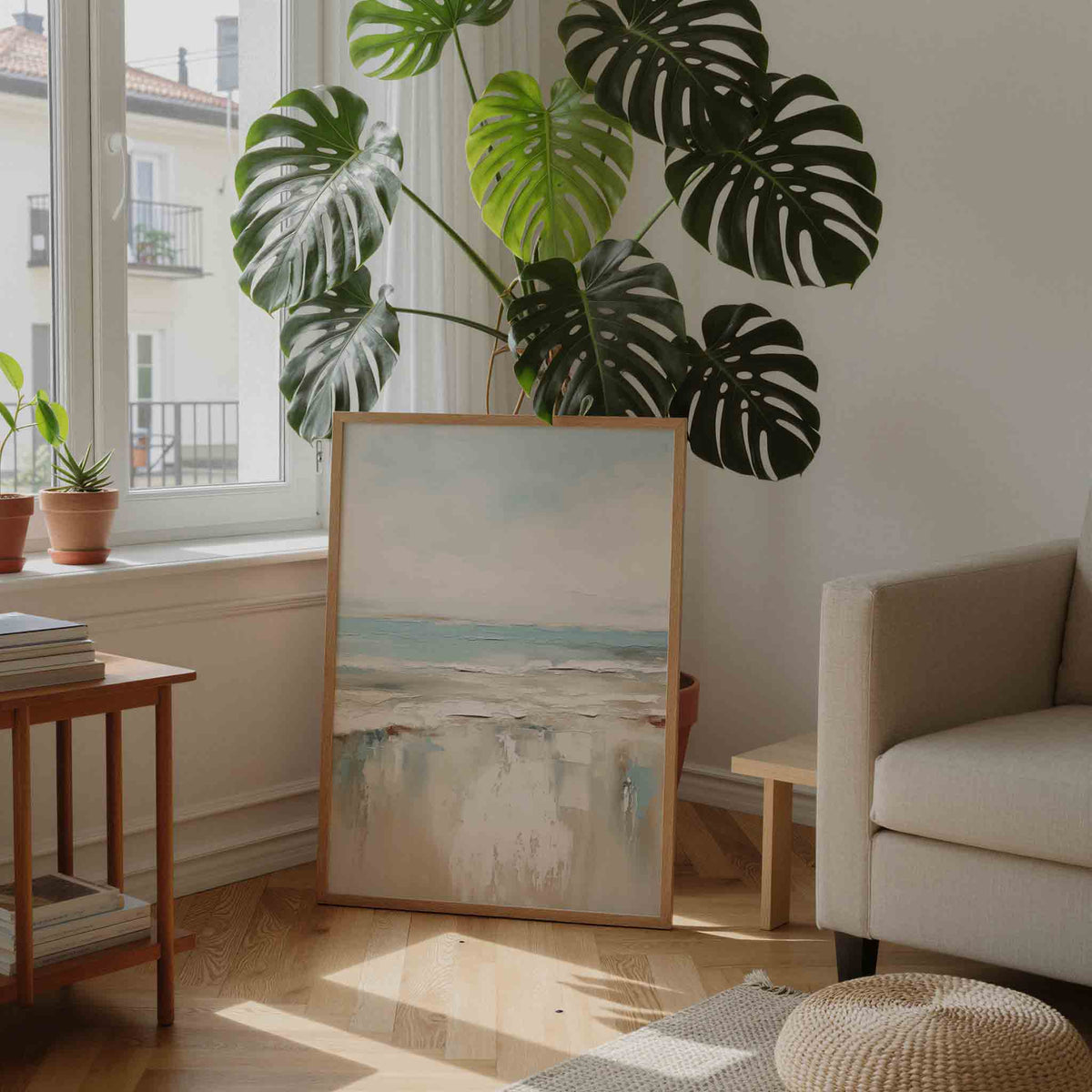 Strand en zee – staande botanische wanddecoratie van WallArtistic