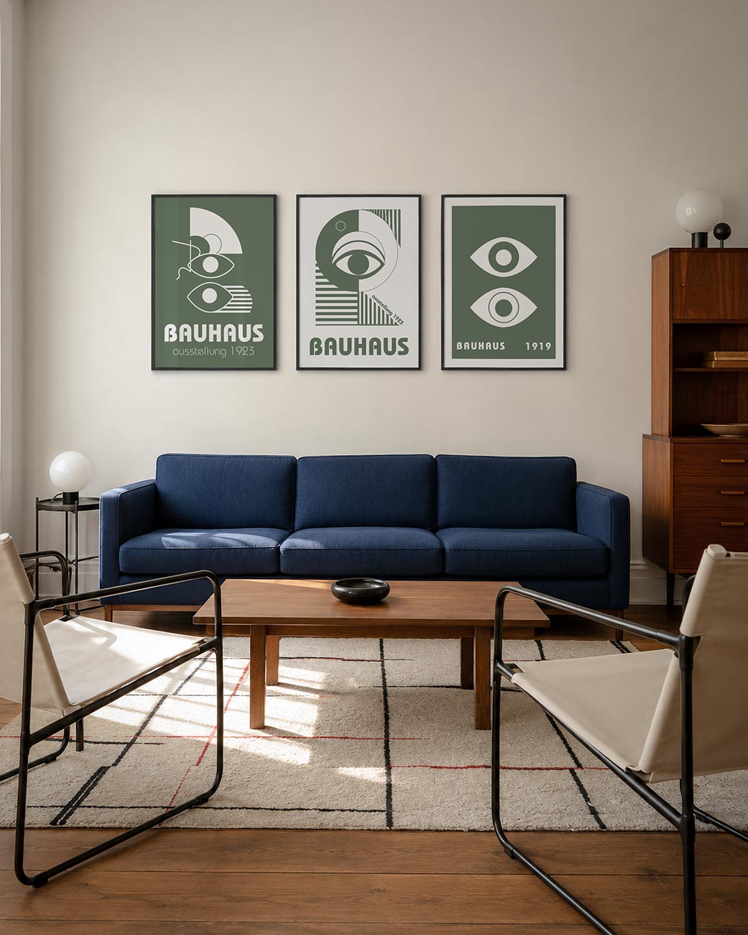 Vorm en lijnenspel posterset – derde productweergave – deze posterset in drie delen toont een harmonie van cirkels, lijnen en