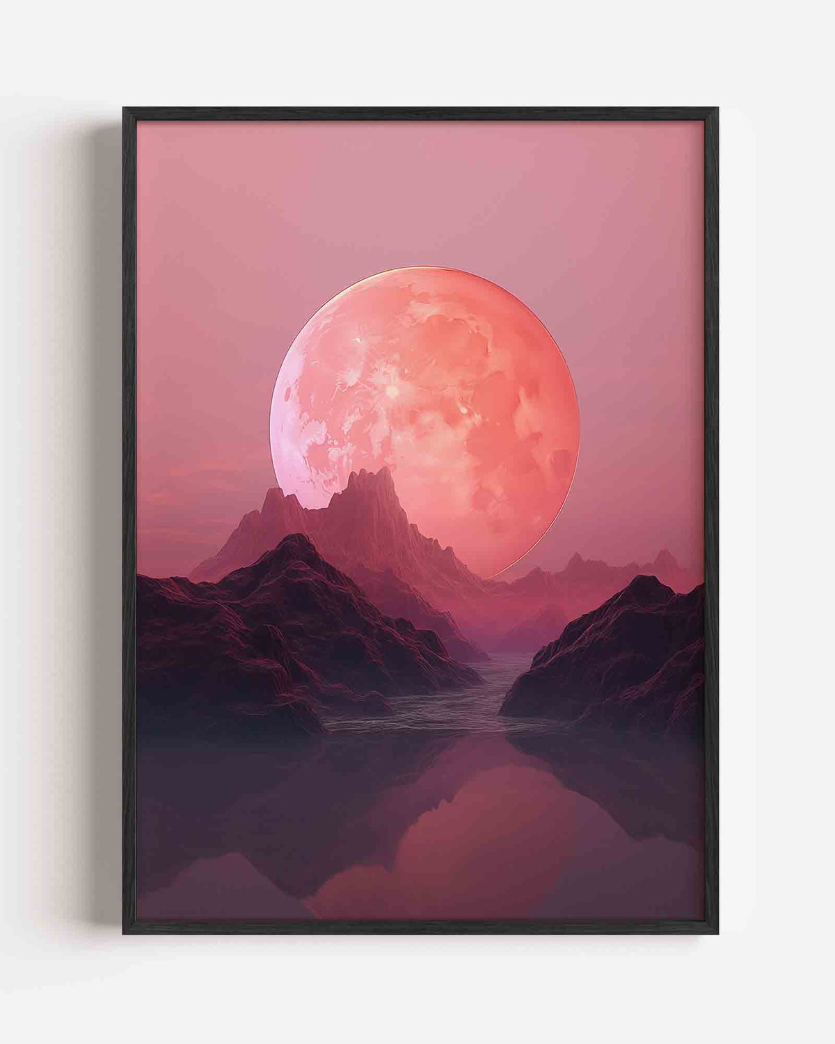 Roze maanlandschap – surrealistische portret poster als wanddecoratie