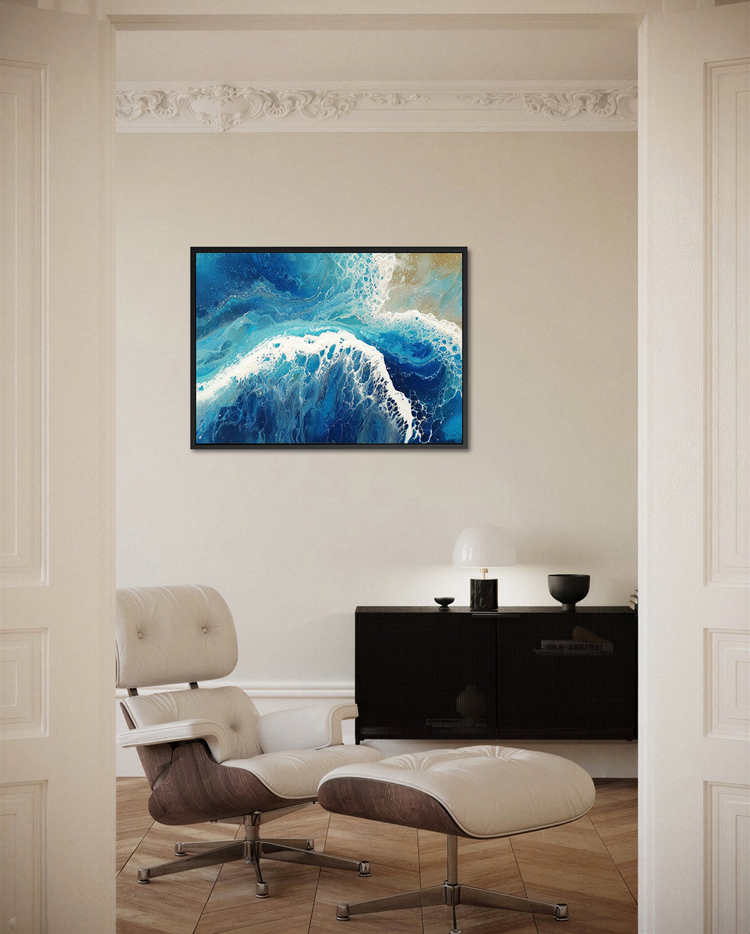 Dynamische oceaan golven – liggende wanddecoratie