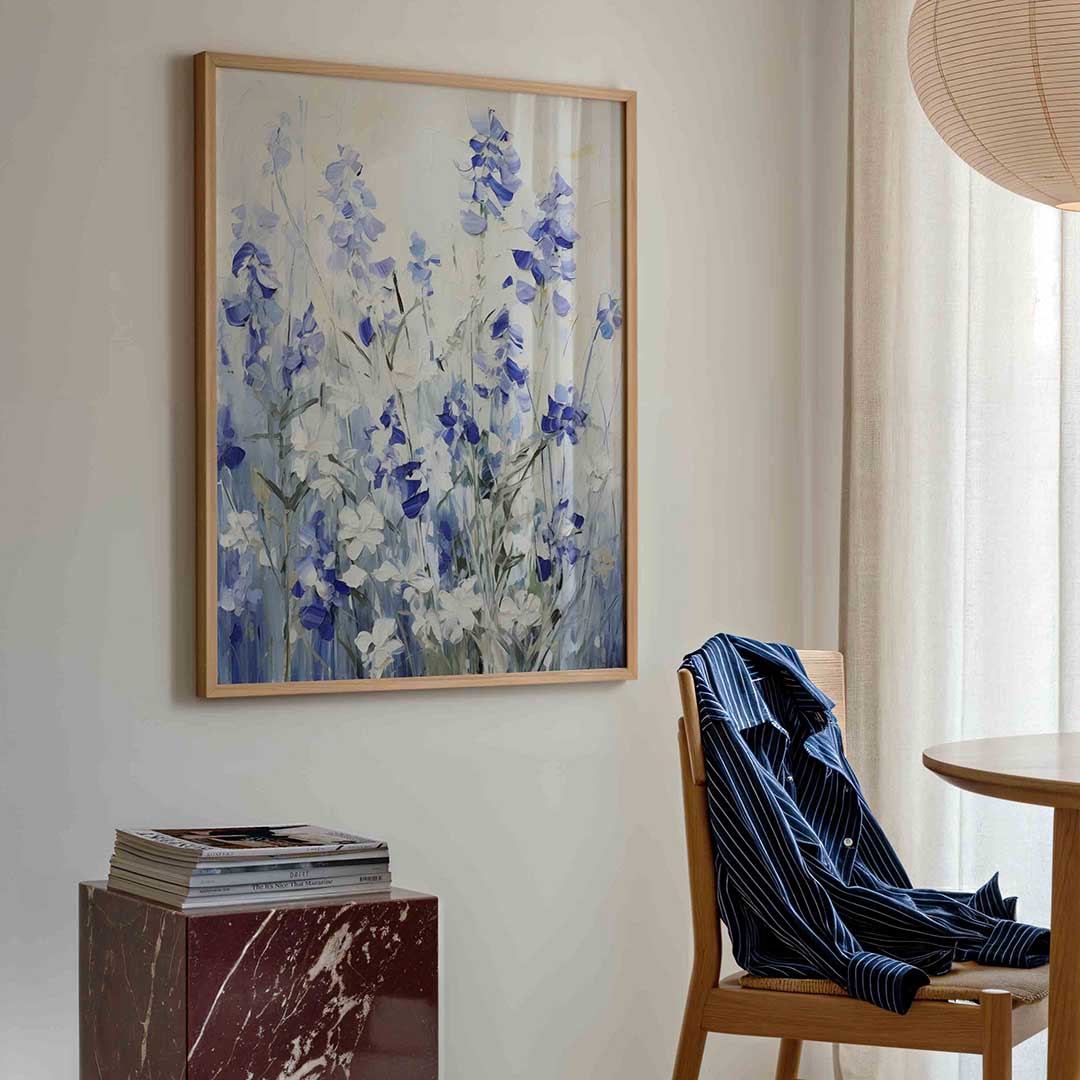 Blauwe bloemen – bloemen poster in staand formaat