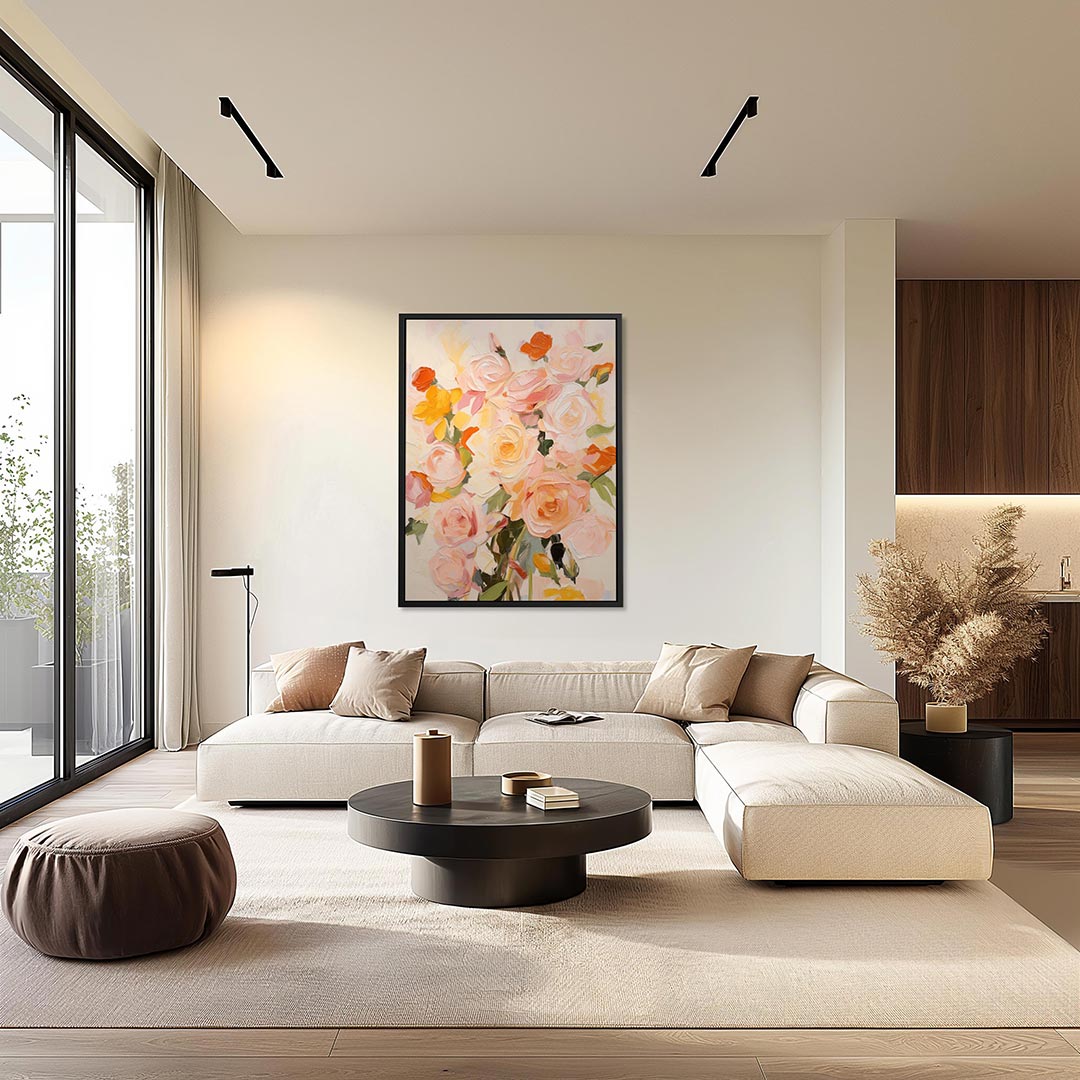 Bloemrijke kleurenpracht – kunstwerk als stijlvolle wanddecoratie