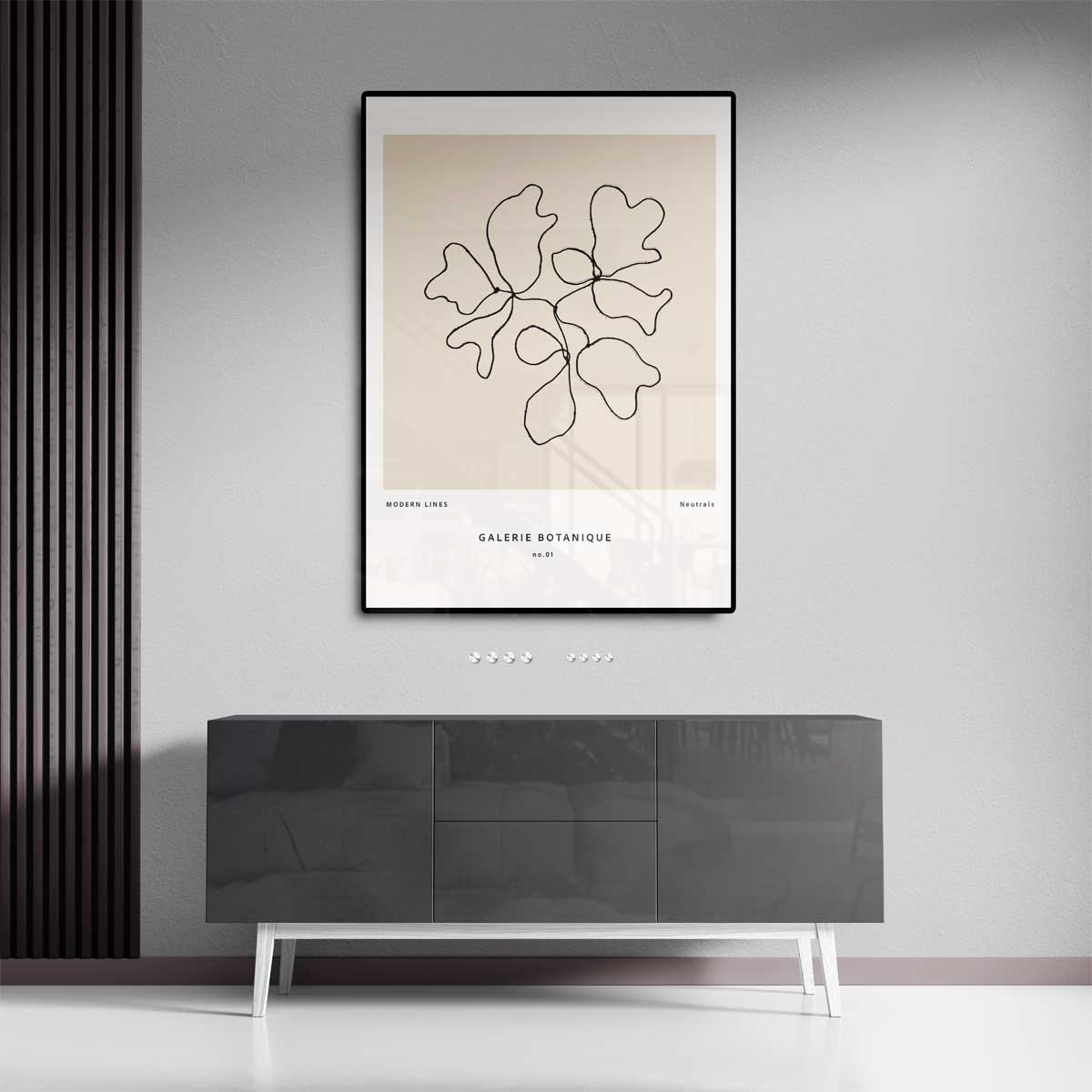 Botanische Lijntekening – staand kunstwerk voor modern interieur