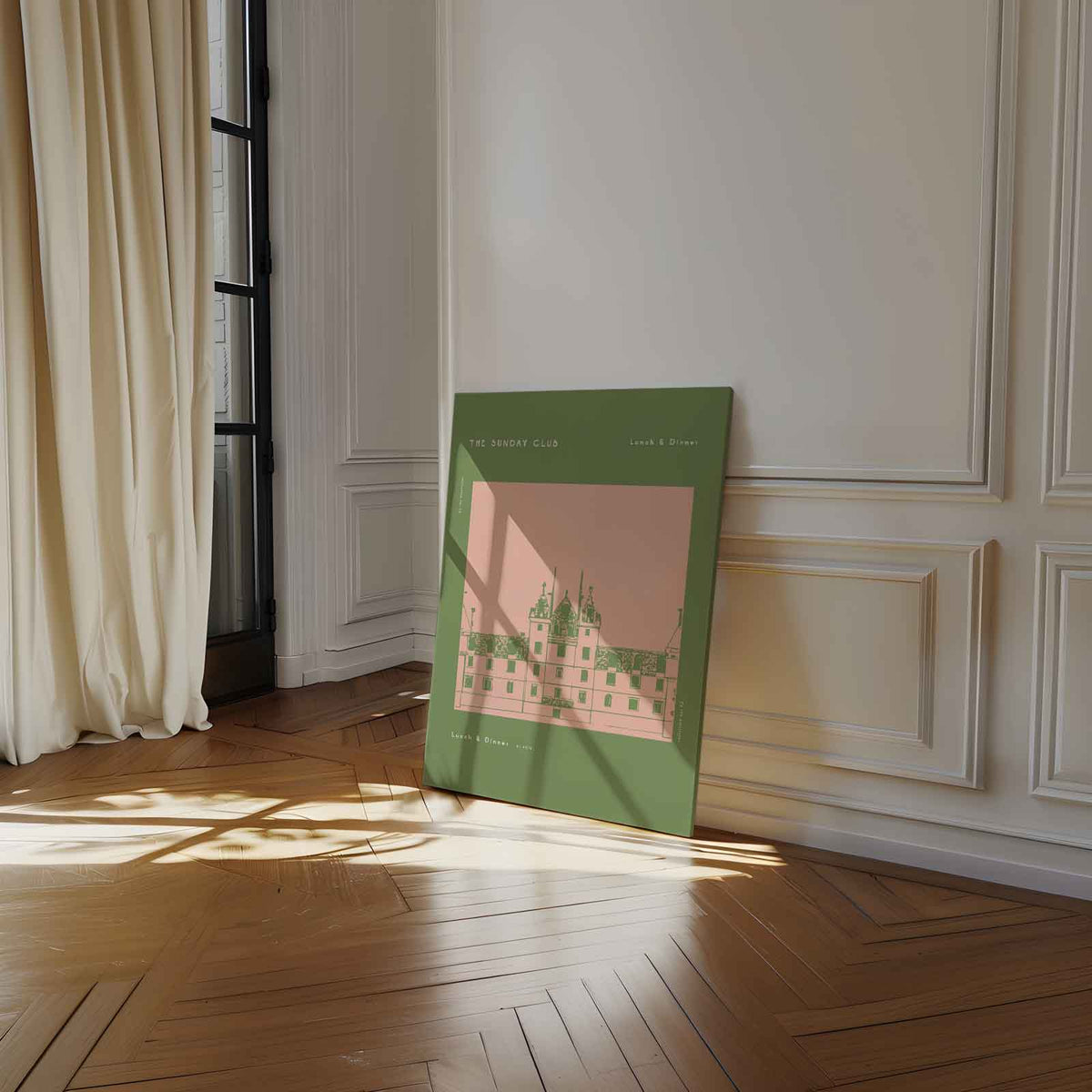 The Sunday Club Menu Illustratie – kunstwerk met zwarte baklijst