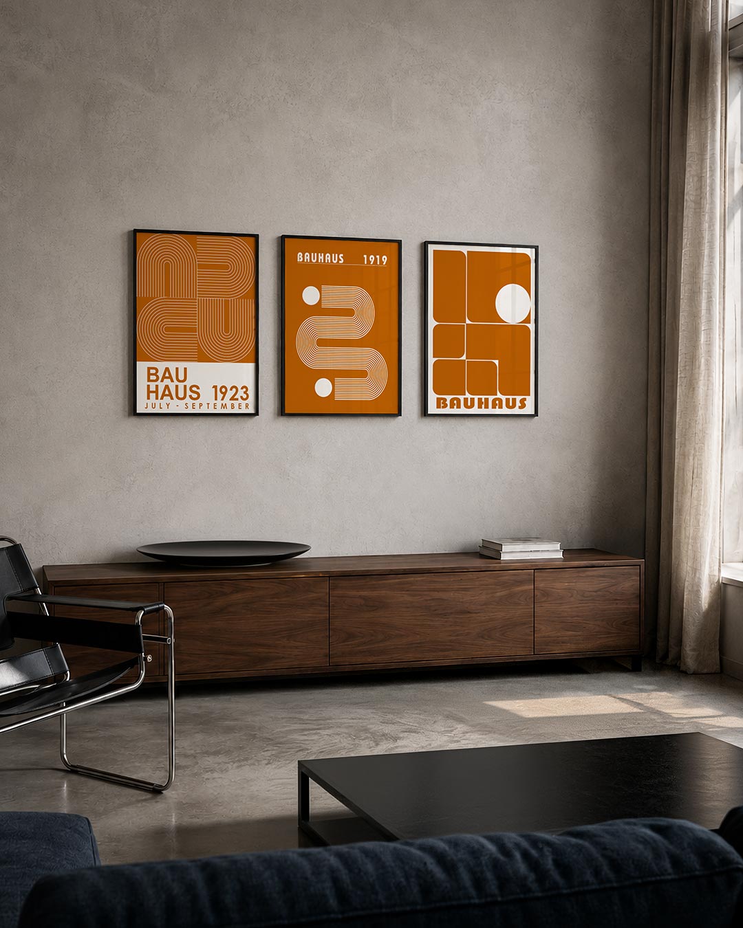 Lijnen en vlakken posterset – tweede productweergave – deze posterset in drie delen toont een dynamisch spel van gebogen en