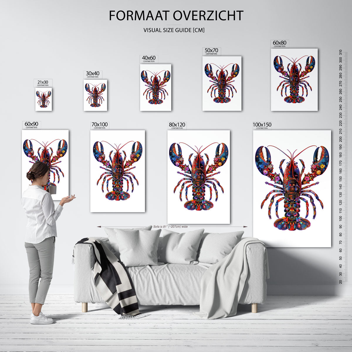 Kleurrijke kreeft – staande muurposter met dierenthema