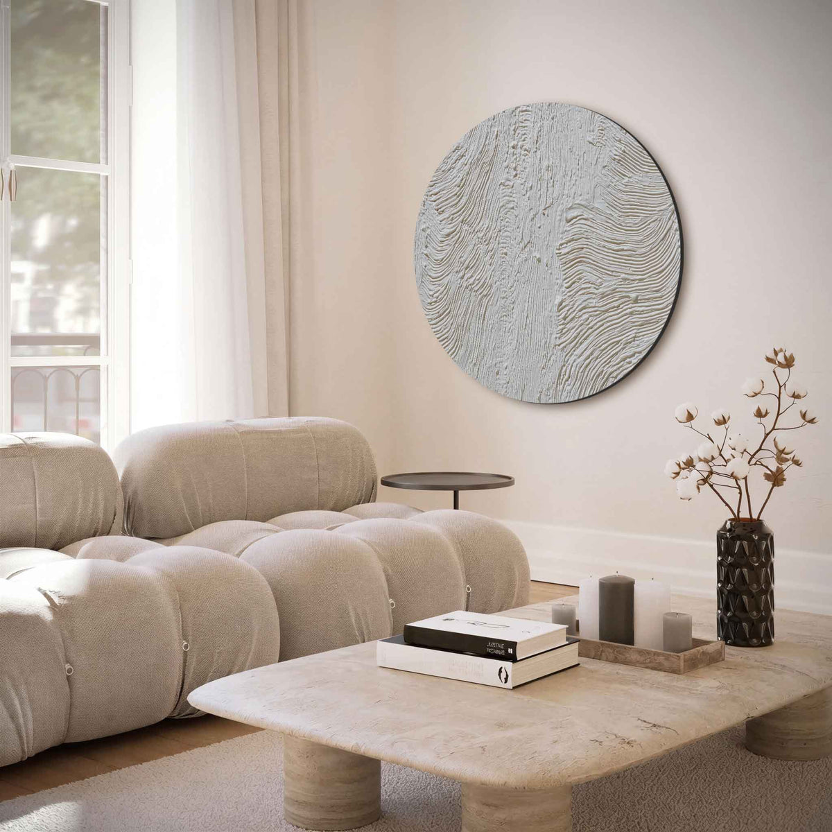 Textuurpatronen – muurcirkel met abstracte texturen voor aan de muur