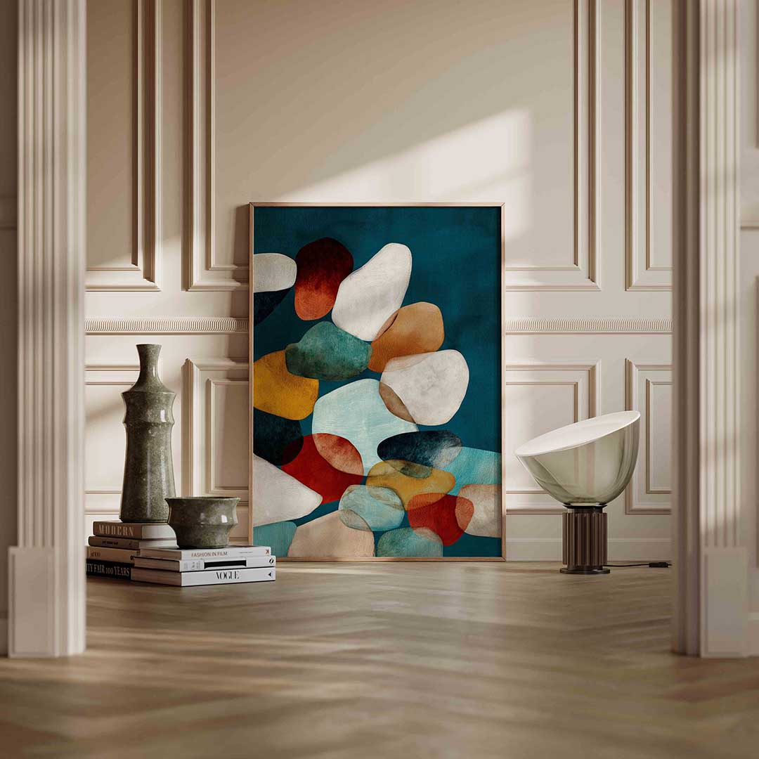 Gekleurde stenen – staande abstracte wanddecoratie van WallArtistic