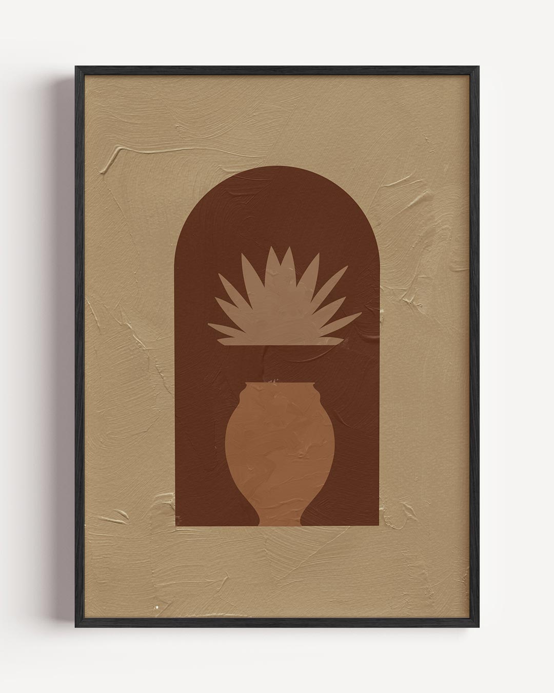 Stijlvolle Boho Bloempot – abstracte portret poster als wanddecoratie