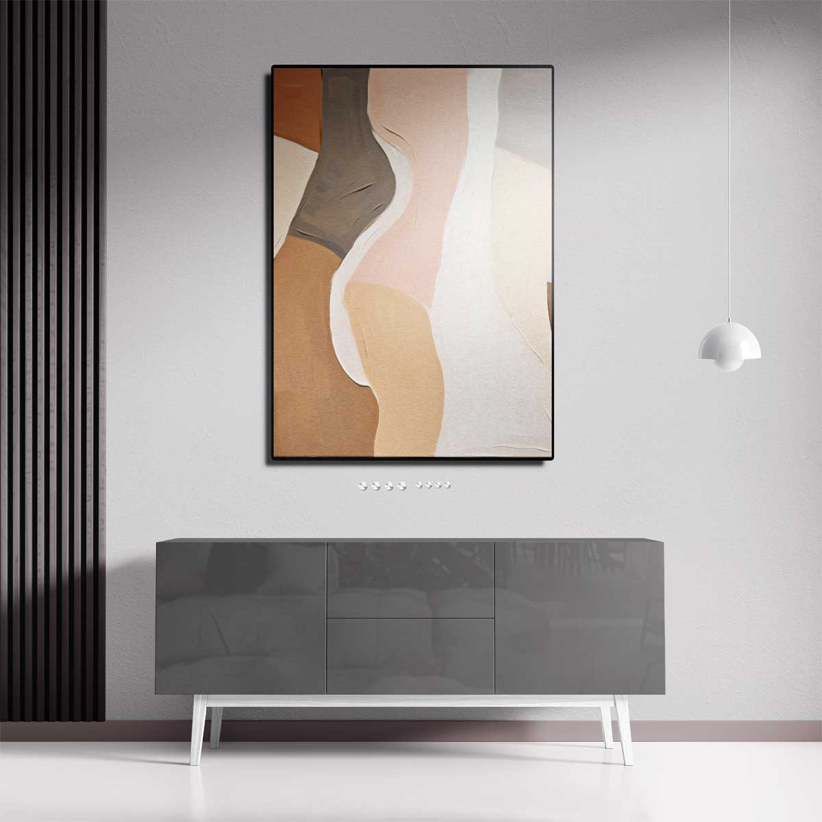 Abstracte Vormen in Zachte Tinten – canvas wanddecoratie in portret formaat