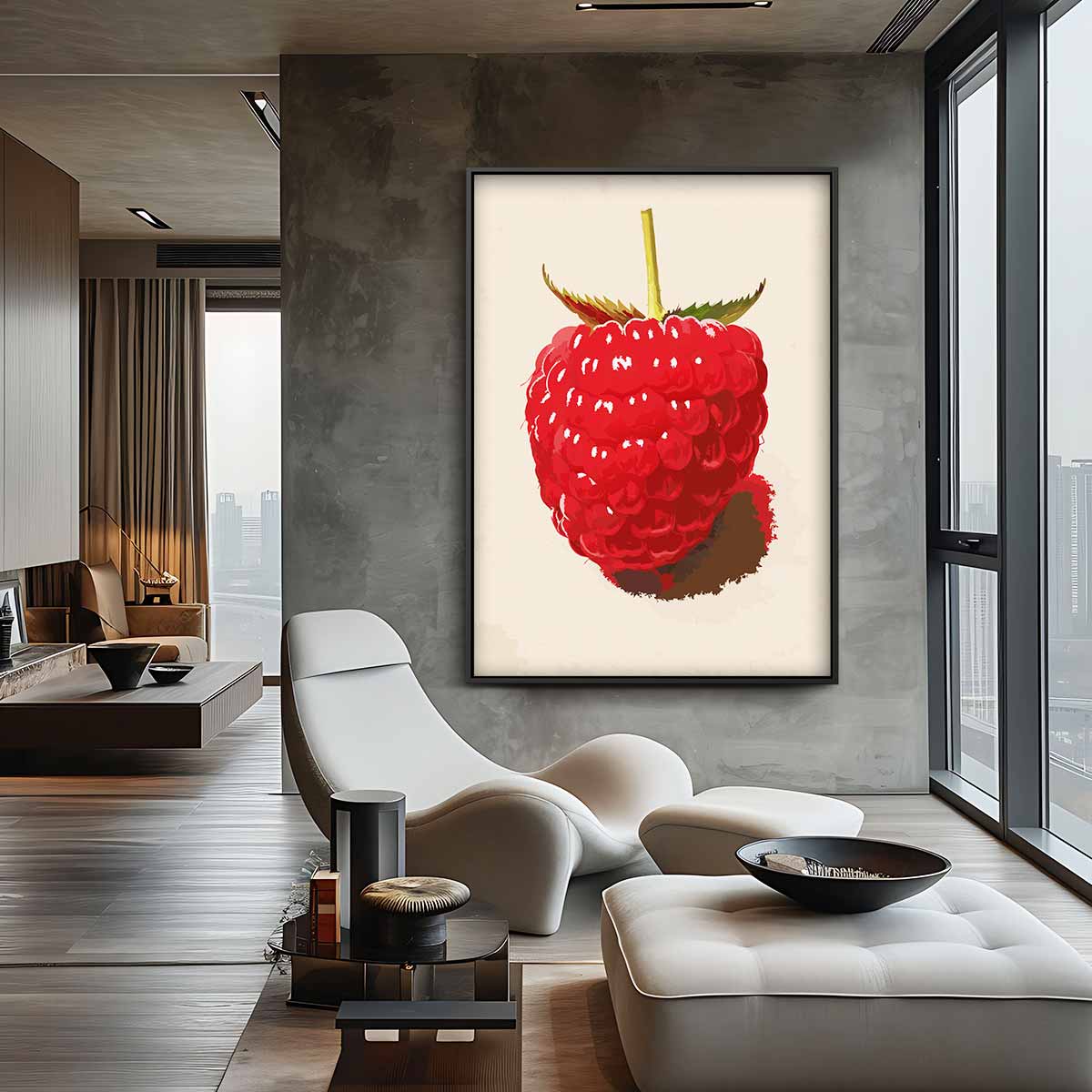Framboos op Canvas Kunstwerk – plexiglas kunstwerk als wanddecoratie