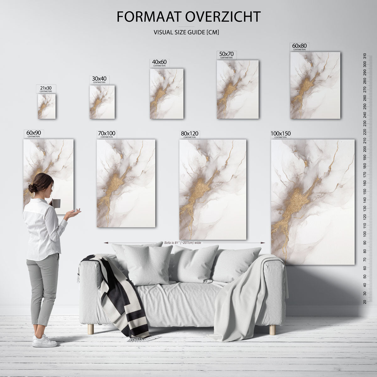 Abstracte lijnen – staande muurposter met zachte abstracte vormen