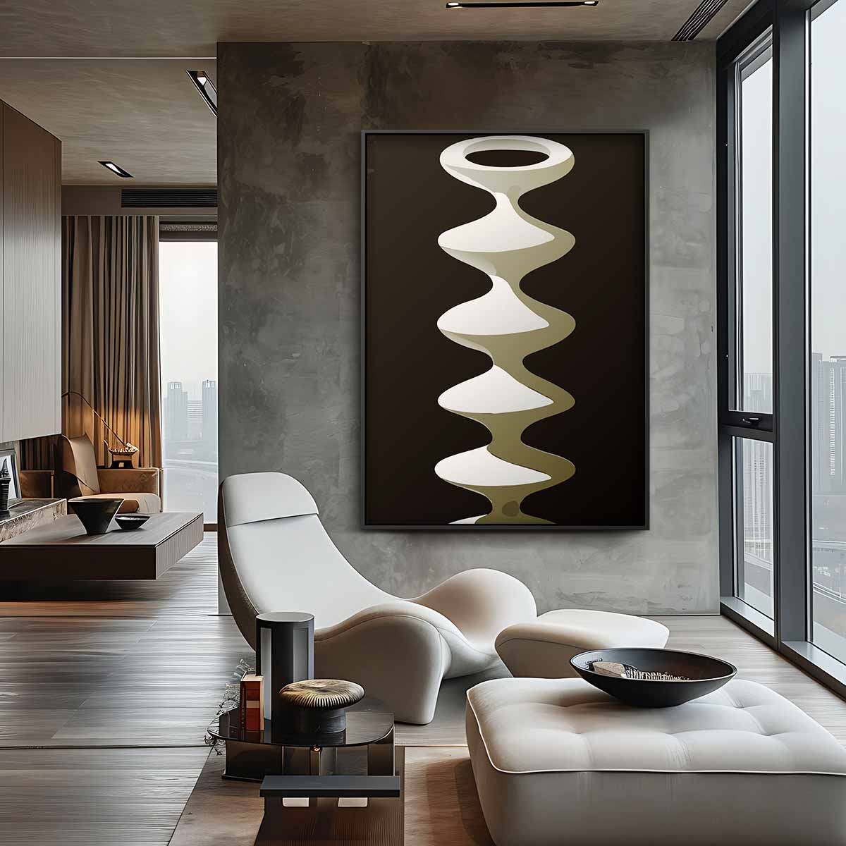 Abstracte Golfvaas – canvas wanddecoratie in portret formaat