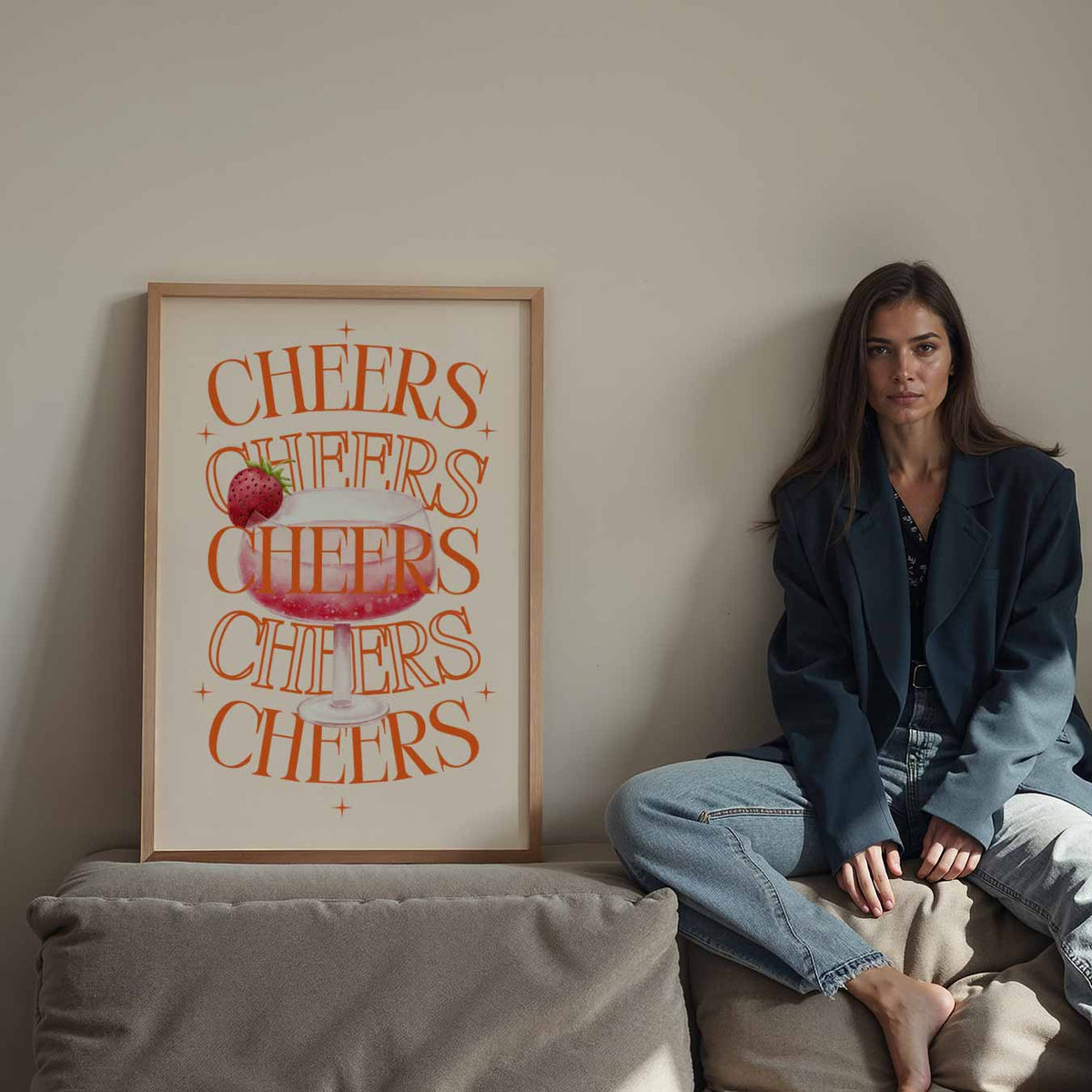 Cheers Cocktail – Streetart wandkunst als portret poster