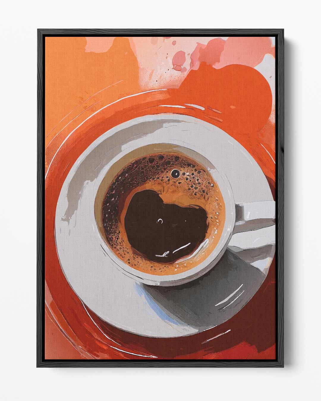 Koffiekunst in oranje – portret kunstwerk als wanddecoratie