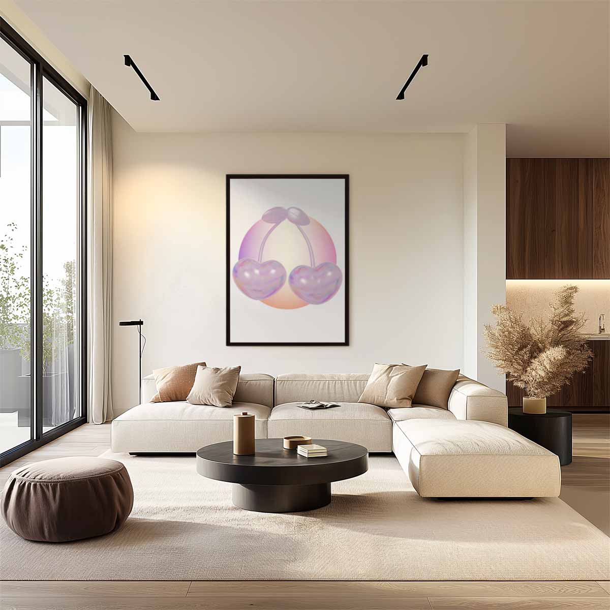 Glanzende Hartkersen – staand kunstwerk voor modern interieur