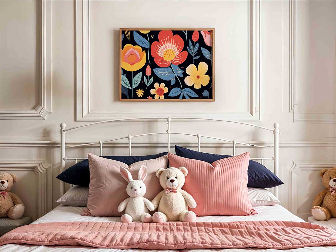 Bloemen en bladeren – kids poster in liggend formaat