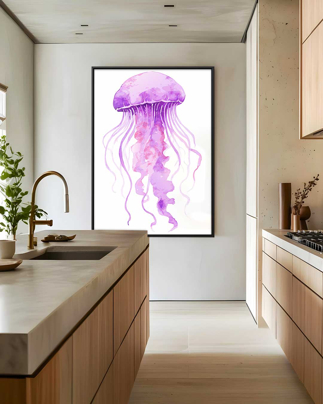 Dromerige Kwallenfantasie – staand kunstwerk voor modern interieur