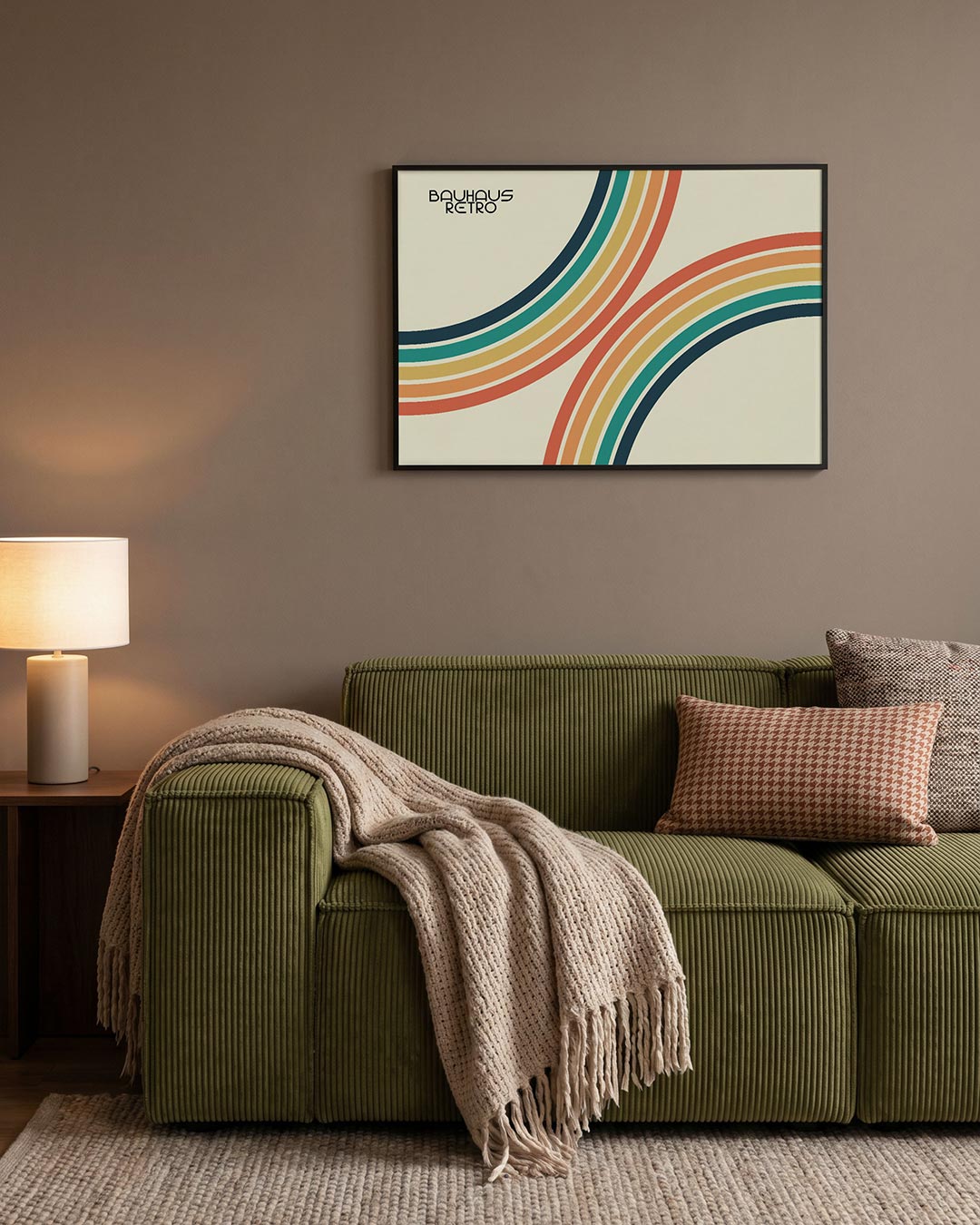 Kleurrijke booglijnen – geometrische Bauhaus poster in liggend formaat