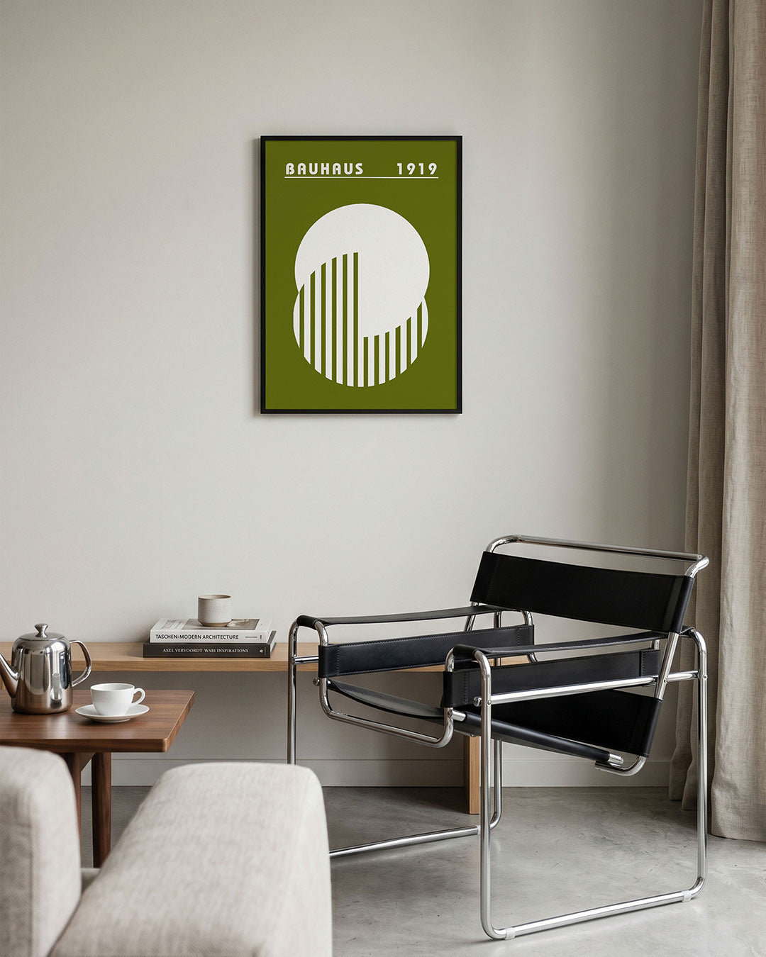 Cirkel en strepen – geometrische Bauhaus poster in staand formaat