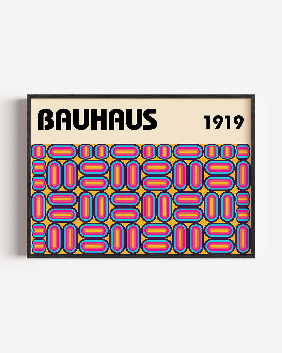 Vormritme en kleur – liggende Bauhaus poster als wanddecoratie