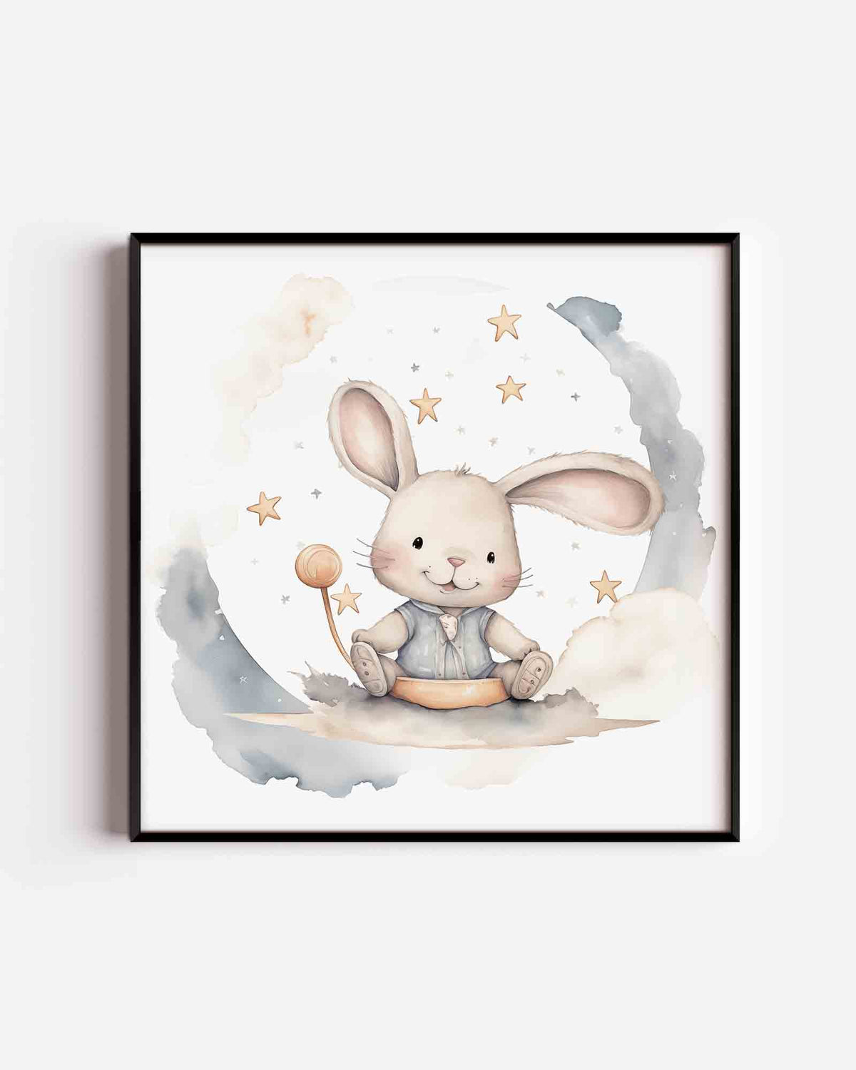 Konijn met sterren – vierkante kinderposter als wanddecoratie