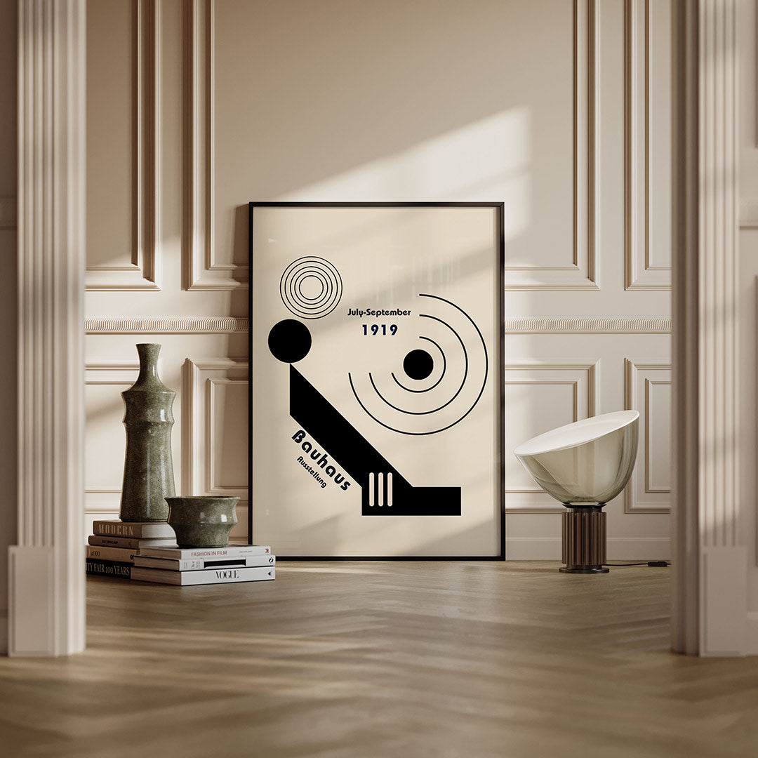 Cirkel en lijnenspel – moderne Bauhaus wandkunst als poster