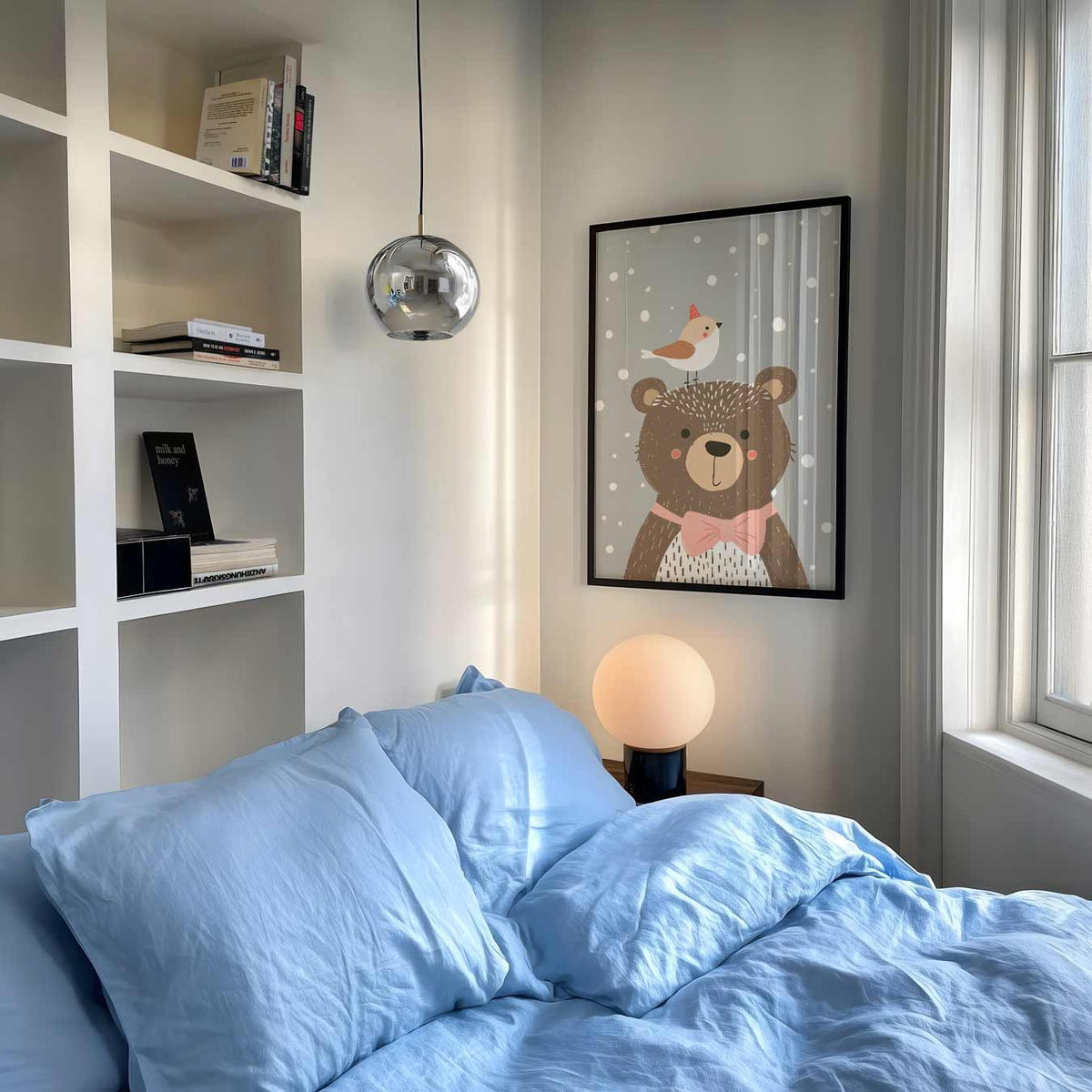 Lieve Beer en Vogeltje – kinderposter in staand formaat